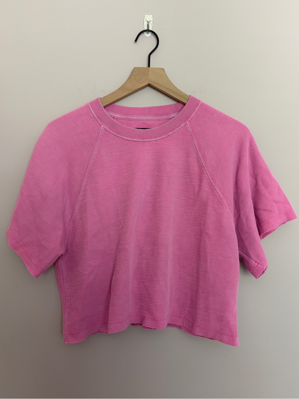Aerie Lightweight Ribbed Crop T-Shirt Pink Small